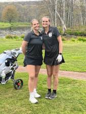 Shelby Durant, left, and Aubrey Fritz are captains of the West Milford High School girls golf team. (Photo provided)