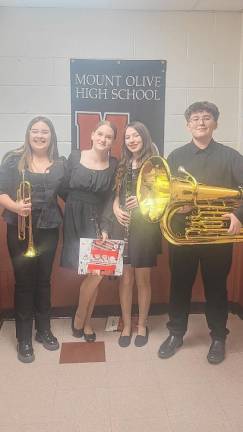 Playing in the North Jersey Junior Area Band, from left, are Mackenzie Lamb, Phylicia Stinziano, Mage Roush and Ethan McCarron. (Photos provided)