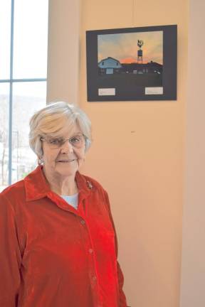 Carol Heinz, president of the Friends of West Milford Township Library, with her artwork.