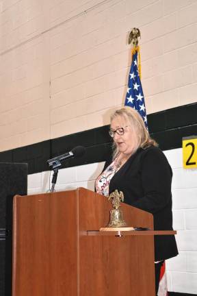 Mayor Michele Dale speaks during the ceremony.