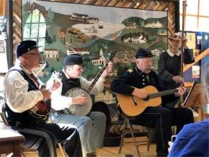 The 6th New Hampshire Volunteer Infantry’s Contra-band performs Aug. 19, 2023, at the West Milford Museum. (File photo by Kathy Shwiff)