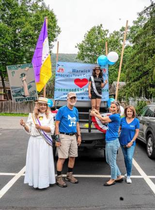 Warwick (N.Y.) Democratic Committee members Maria Crespo, Lola Stern Crespo, Trish Miller, Barbara Bald and Allen Clarkson.