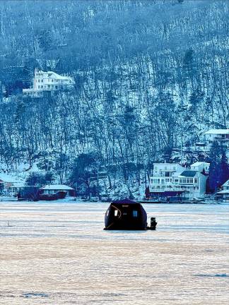 Greenwood Lake. Fishing on the ice