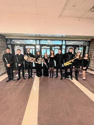 Playing in the North Jersey Area Symphonic Band, from left, are Joe Ansioso, Caiden Ciallela, Jess Pritchett, Noelle Treloar, Lauren Jakobczuk, Kayla Wolff, Aedan Hanley, Emil Osman, Emma Dan and Allison Warfield.