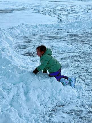 IS3 WinterJones, 5, in the snow on Upper Greenwood Lake.