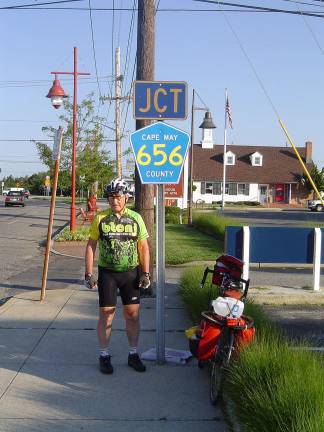 Jim Grady rode in all 21 counties of New Jersey, including Cape May, where this picture was taken.