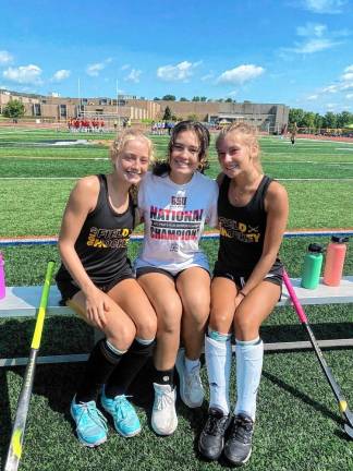 FH1 From left, Laurel Space, LIly Kreutzer and Vivian Sirnik were elected captains of the West Milford High School field hockey team. (Photo by Krista Provost)