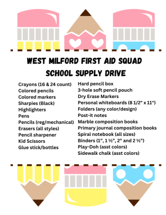 First Aid Squad collects donated school supplies