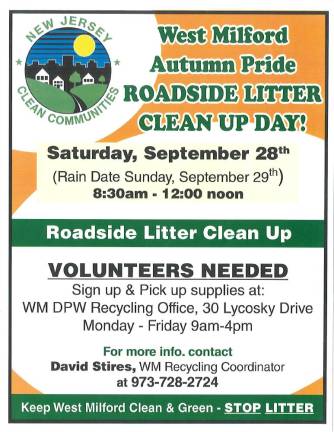 Roadside litter cleanup is Saturday