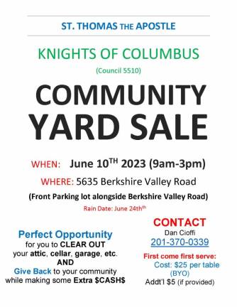 Knights of Columbus hold Community Yard Sale today