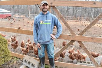 Rocky Hazelman owns Hazelman Farms, which has more than 2,000 chickens. (Photos by Rich Adamonis)