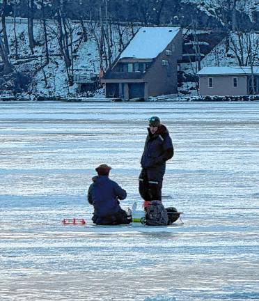 Greenwood Lake. Fishing on the ice