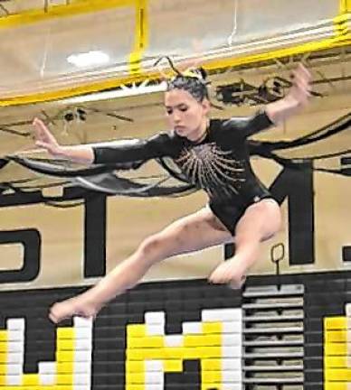 GY1 Madeline Park finishes in the top five in the all-around competition. (Photos by Rich Adamonis)