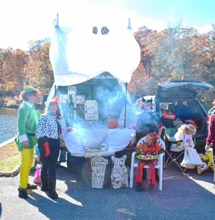 Doug and Daniell Grayson use a smoke machine to create an atmosphere at their trunk.