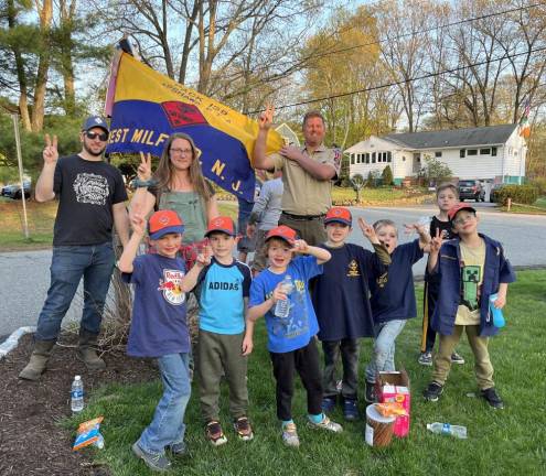 Cub Scouts do yard work