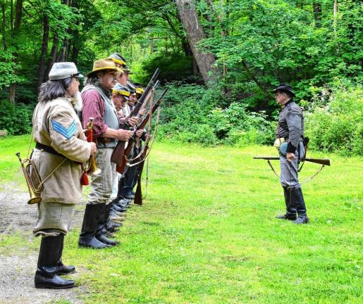 The 7th Virginia Cavalry assembles for inspection by Cpt. Jim Donovan, the commanding officer.