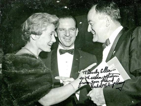 In addition to his career in newspapers and radio, R. Peter Straus was a life-long public servant active in Democratic politics. In this photo from the mid-1960s, Straus is flanked by his wife, Ellen Sulzberger Straus, and then U.S. Sen. Hubert H. Humphrey of Minnesota.