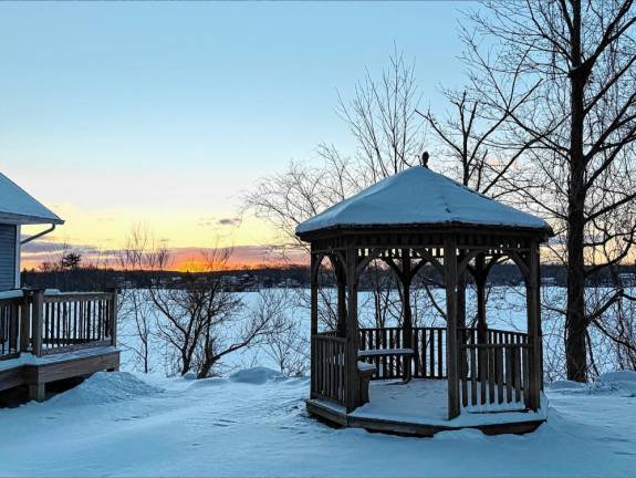 The sun sets Monday, Jan. 20 at Upper Greenwood Lake.