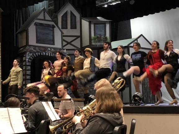 The ensemble performs a dance number in a dress rehearsal of ‘Something Rotten’ on Saturday, March 4.