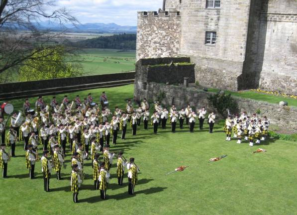 The West Milford High School Band performed last year at Sterling Castle in Scotland in the Scottish Highlands. They will be live at the high school for the Military Concert and Tattoo on Nov. 17.