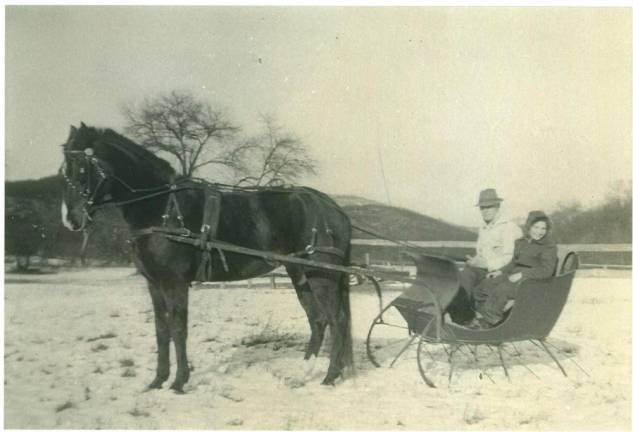 A horse pulls a sled near Beech Road. (Photos courtesy of West Milford Heritage Committee)