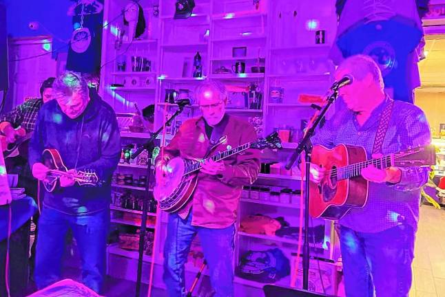 The Moonshine Creek Trio plays bluegrass Saturday night at Trail’s End Taphouse in Greenwood Lake, N.Y. (Photo courtesy of Moonshine Creek)