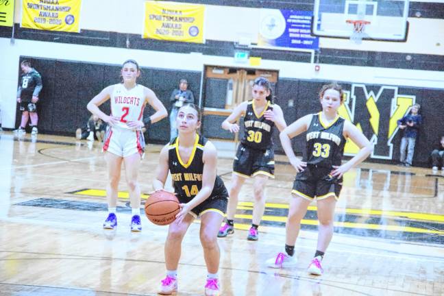 West Milford's Sara Wardlaw at the free throw line. She scored one point and grabbed two rebounds.