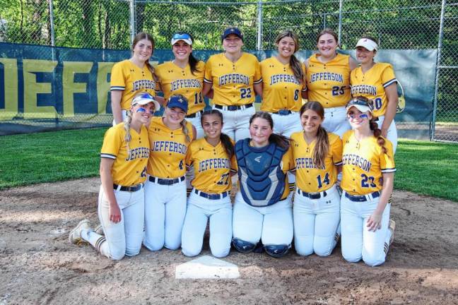 The 2024 Jefferson Township Falcons pose after their victory.