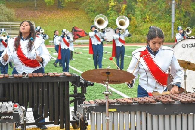 The Lenape Valley Regional High School band performs.