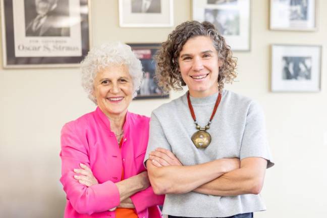 Jeanne Straus, left, president and publisher of Straus News, with Rebecca E. Tucker, the new deputy publisher of Straus News. (Photo by Sammie Finch Photography)