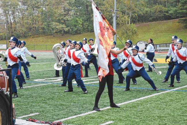 The Lenape Valley Regional High School band performs.