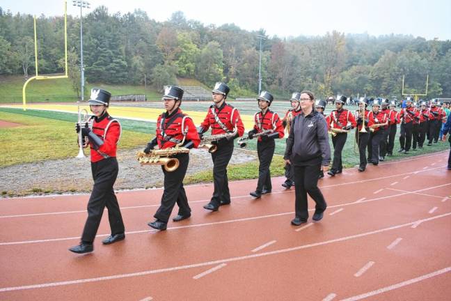 One of the bands marches to McCormack Field.