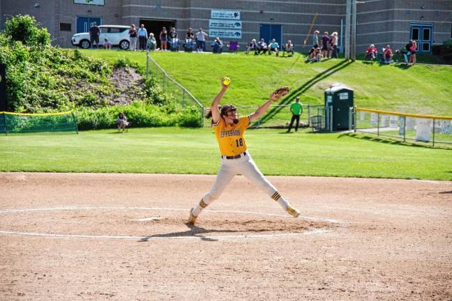 Jefferson's Kama Skrek pitched for seven innings.