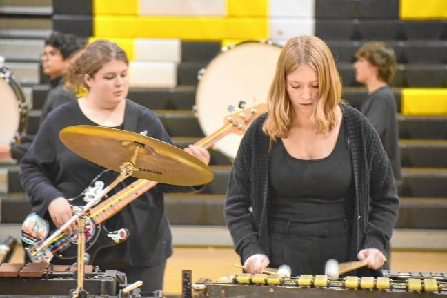 Indoor percussion players from Hackettstown High School.