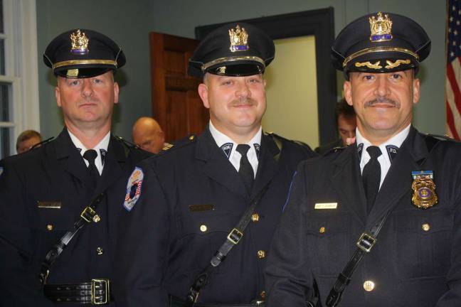 Photo by Linda Smith Hancharick The top three cops in town are, from left, Lt.. Robert Congleton, Captain Richard Fiorilla and police Chief Timothy C. Storbeck.