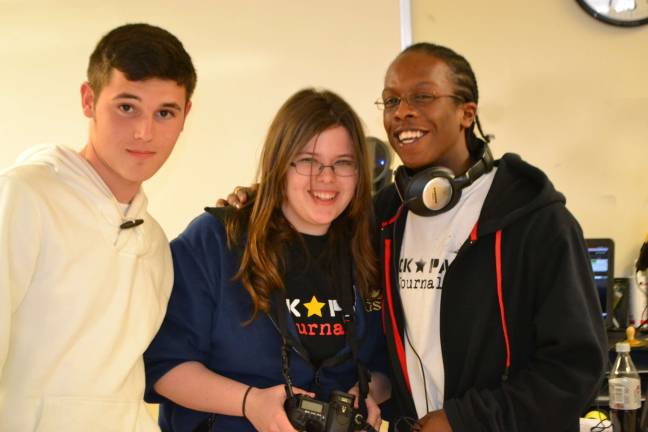 Rachel teaching journalism and photography at a military school in March. Her best friend Daniel (right) volunteers as well, teaching music.