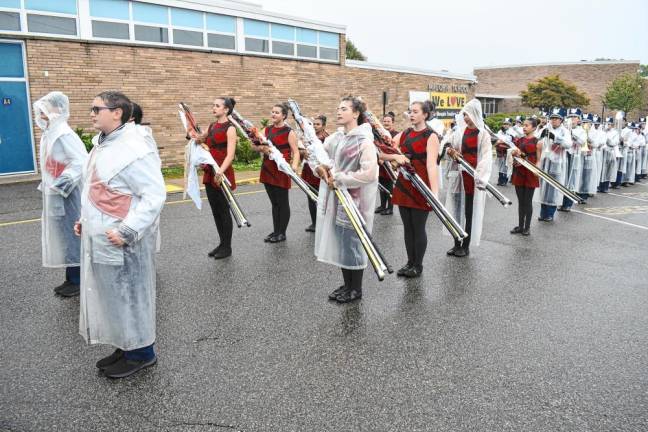 The Fair Lawn High School band lines up before the competition.