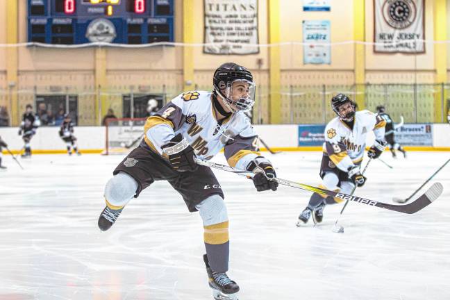 The West Milford/Pequannock/Pompton Lakes ice hockey team lost to the Kinnelon/Jefferson/Sparta team, 8-3, in the final round of the NJSIAA North, Public Co-Op Tournament on Thursday, March 6. (Photos by Jack Lizza)