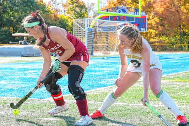 West Milford’s Brodie Loveland tries to disrupt the Pompton Lakes stall tactic with one minute remaining in the game.