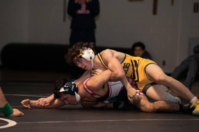 West Milford High School senior Jesse Araujo wins the 132-pound championship in the Passaic County Coaches Tournament on Saturday afternoon, Jan. 25. (File photo)