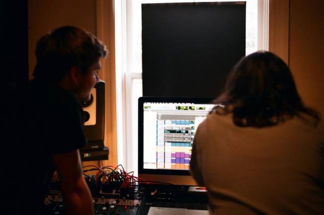 Conner Guarino and Matt Filipek work on ‘Almost Home,’ the debut album of Tomorrowish.