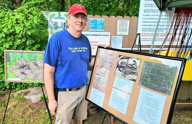 Larry Foster, whose family is one of the Mountain Springs founders, with decades old-documents. He created a historical slide show for the community’s 100th anniversary celebration.