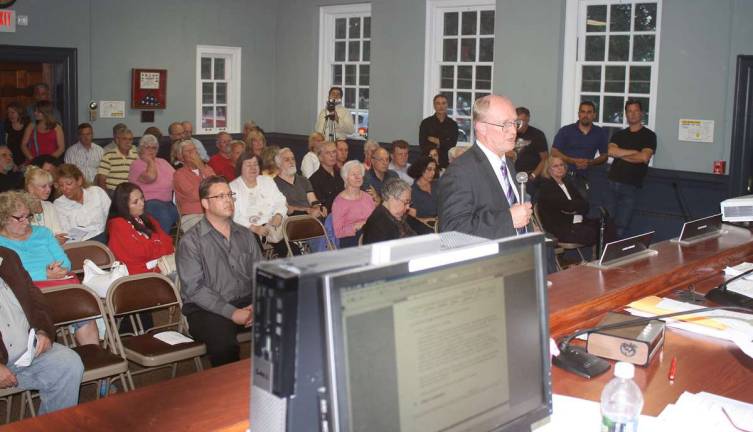 Township assessor Brian Townsend Brian Towsend speaks to the council and the public Wednesday night.