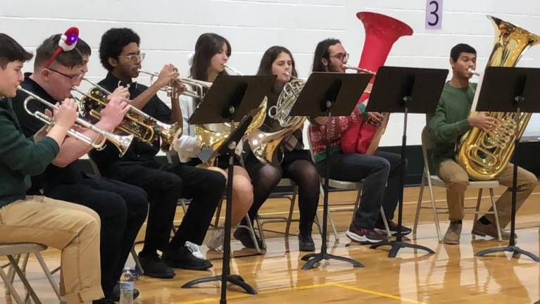 Some members of the West Milford High School Wind Ensemble dressed for the holiday.