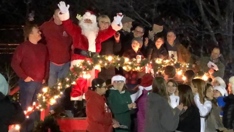 Santa arrives at the tree lighting ceremony Dec. 4, 2023, in West Milford. (File photo by Kathy Shwiff)