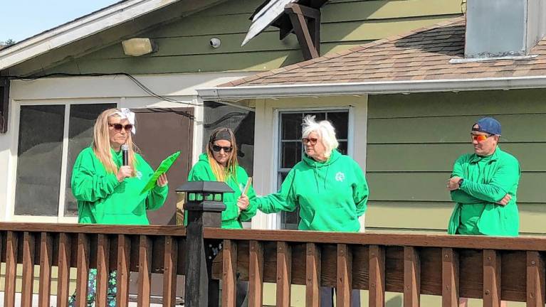 From left are the late Danny Kane’s daughters, Tricia Kane Graney and Kathleen Evangelista; his widow, Patti; and his son, Daniel. (Photo by Kathy Shwiff)