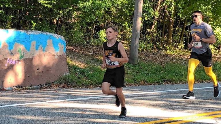 Bryce Leslie, 13, of West Milford won the Highlander Education Foundation 5K with a time of 20:32.70.