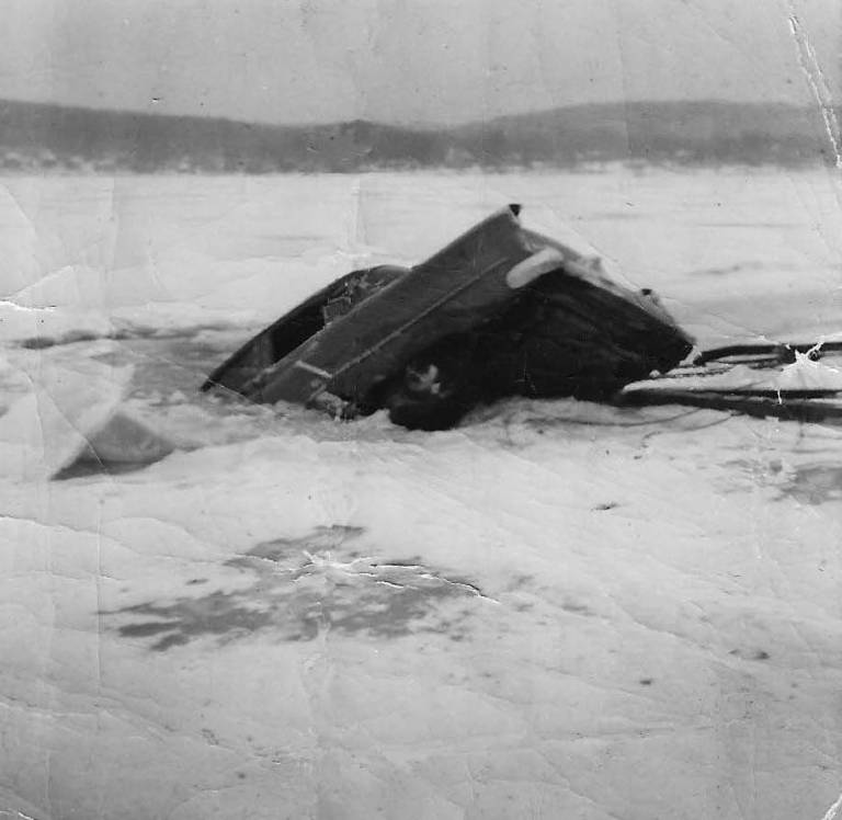 $!Thin ice on Greenwood Lake, 1955. Photo courtesy of West Milford Heritage Committee