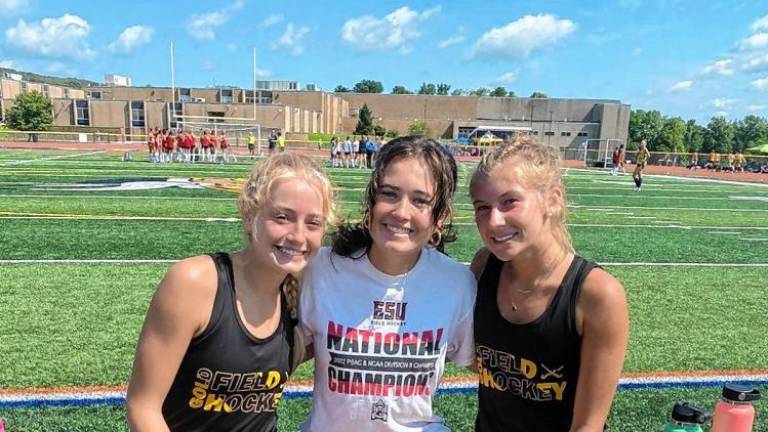 FH1 From left, Laurel Space, LIly Kreutzer and Vivian Sirnik were elected captains of the West Milford High School field hockey team. (Photo by Krista Provost)